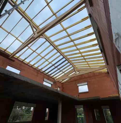 Installation de charpente traditionnelle en bois à Labège, Toulouse, Cultur'bois