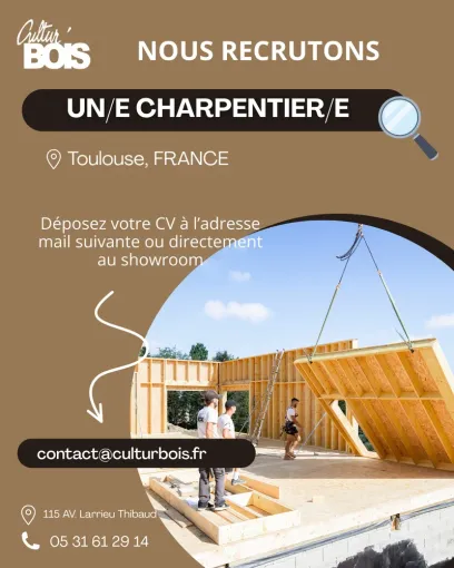 Cultur’Bois recrute un(e) charpentier(e) - CDI, Toulouse, Cultur'bois
