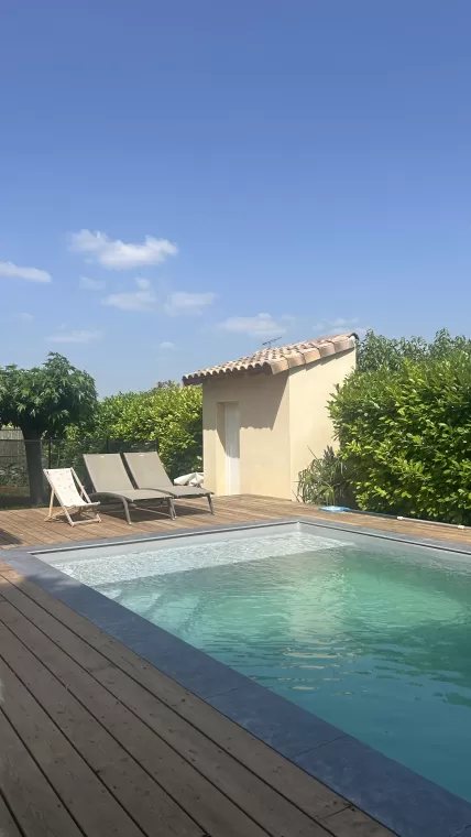 Création d'une terrasse de piscine en pin US, Toulouse, Cultur'bois