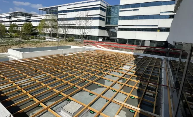 Création d’une terrasse pour le Siège Groupama à Balma, Toulouse, Cultur'bois
