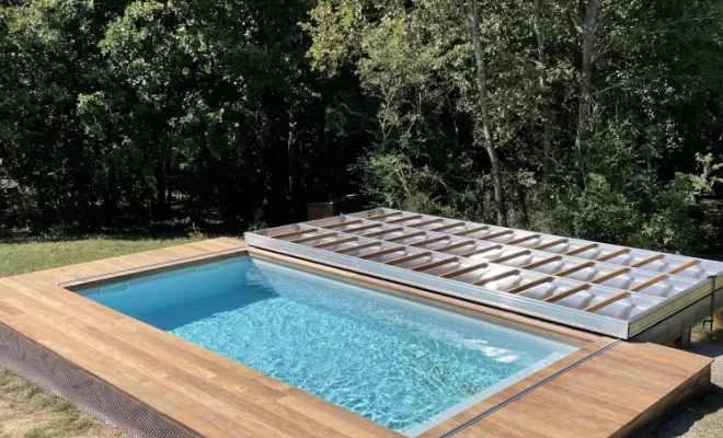 Une terrasse Mobile en Gaïac de Cayenne à Baumont sur leze, Toulouse, Cultur'bois