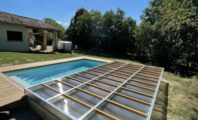 Une terrasse Mobile en Gaïac de Cayenne à Baumont sur leze, Toulouse, Cultur'bois