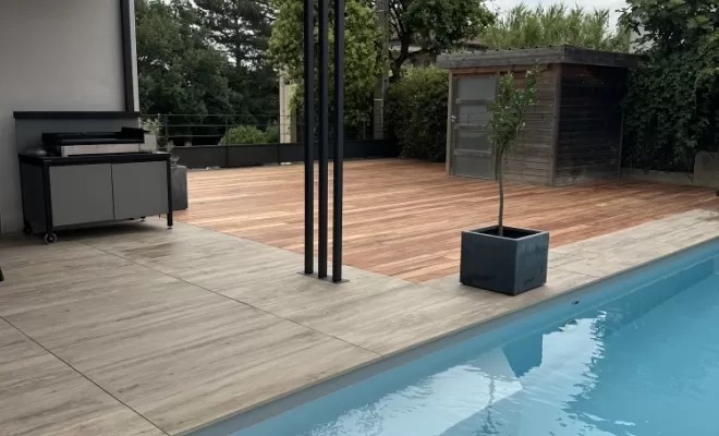 mise en place d'une terrasse en Gonçalo et d’une persienne à Ramonville, Toulouse, Cultur'bois