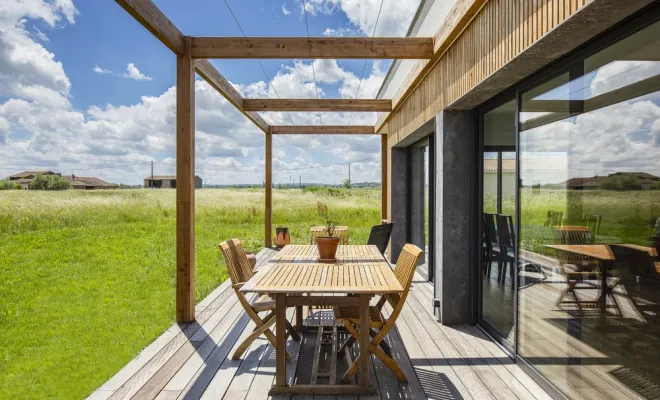 Pergola en bois avec câbles inox , Toulouse, Cultur'bois