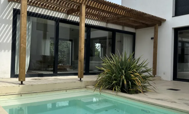 Pergola en pin avec claire voie, Toulouse, Cultur'bois