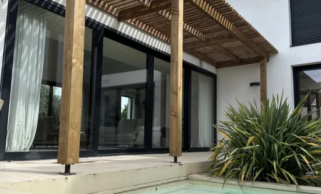 Pergola en pin avec claire voie, Toulouse, Cultur'bois