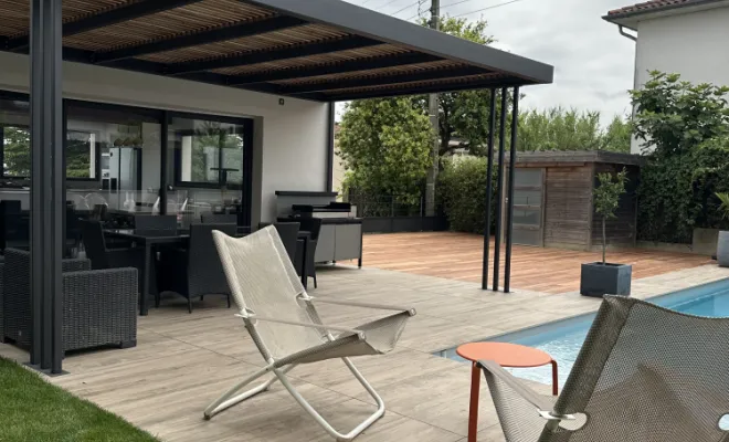 Pergola en inox et litaux , Toulouse, Cultur'bois